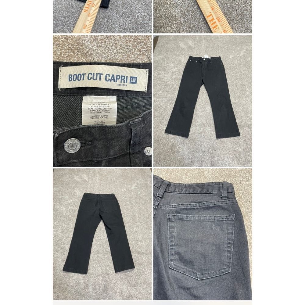Gap bootcut capri jeans womens sz 6 high rise black stretch denim retro Y2K